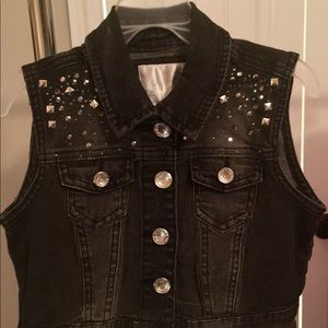 Justice Girls Embellished Black Vest